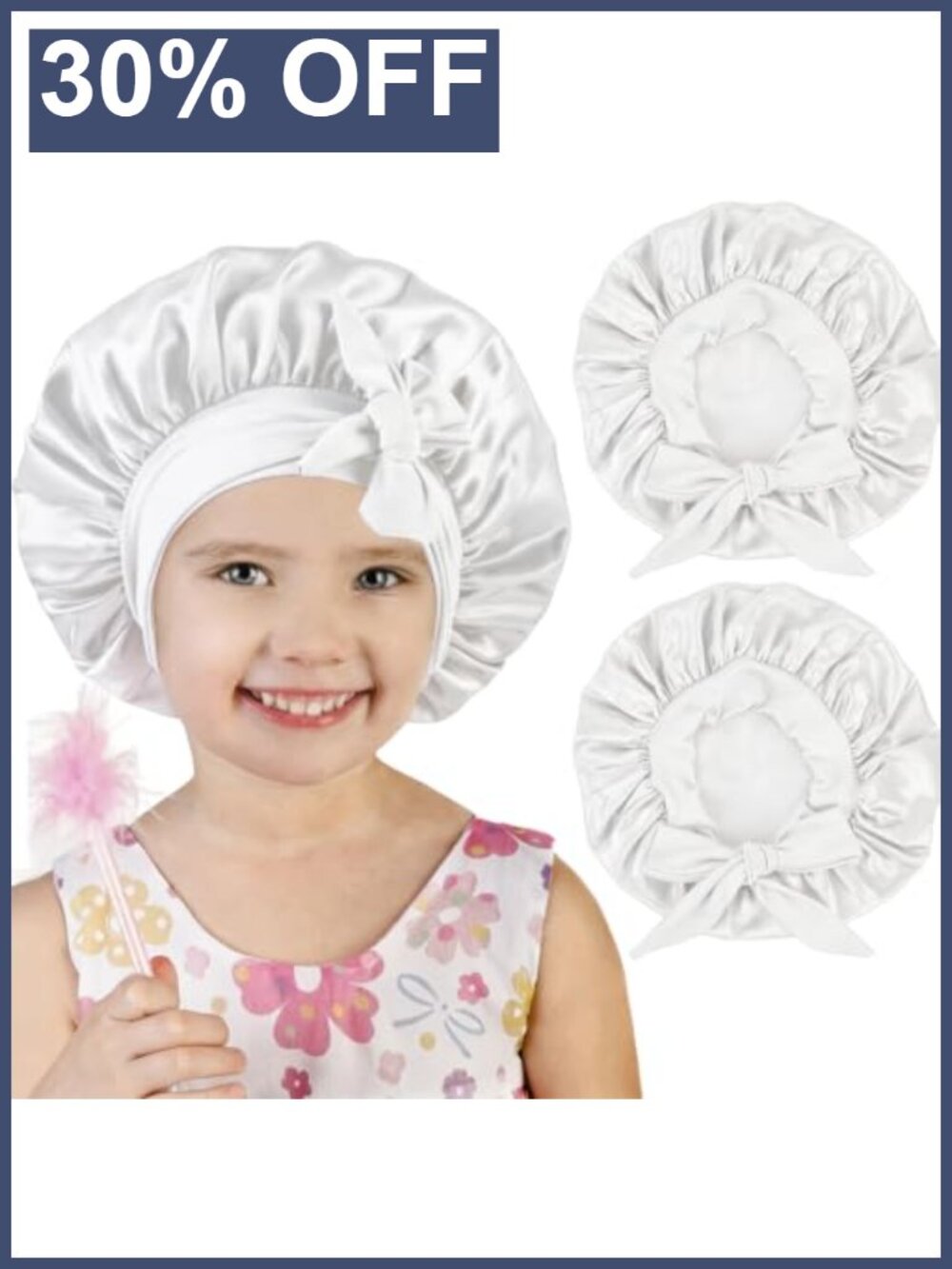 Kids Satin Silk Bonnet Sleep Cap Adjustable Hair Wrap Tie Band